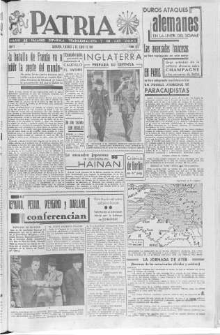 'Patria  : diario de Falange Española Tradicionalista y de las J.O.N.S.' - Año VI Número 937  - 1940 Junio 07