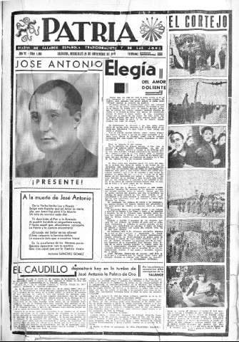 'Patria  : diario de Falange Española Tradicionalista y de las J.O.N.S.' - Año VI Número 1068  - 1940 Noviembre 20