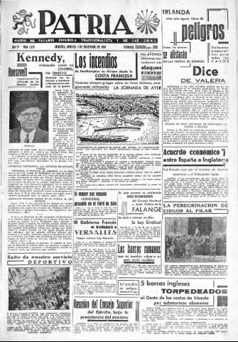 'Patria  : diario de Falange Española Tradicionalista y de las J.O.N.S.' - Año VI Número 1079  - 1940 Diciembre 03