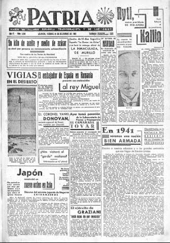 'Patria  : diario de Falange Española Tradicionalista y de las J.O.N.S.' - Año VI Número 1094  - 1940 Diciembre 20
