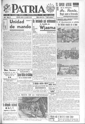 'Patria  : diario de Falange Española Tradicionalista y de las J.O.N.S.' - Año VI Número 1434  - 1941 Octubre 14