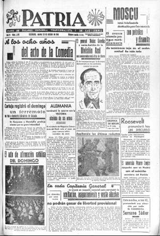 'Patria  : diario de Falange Española Tradicionalista y de las J.O.N.S.' - Año VI Número 1446  - 1941 Octubre 28