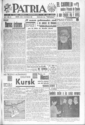 'Patria  : diario de Falange Española Tradicionalista y de las J.O.N.S.' - Año VI Número 1452  - 1941 Noviembre 04