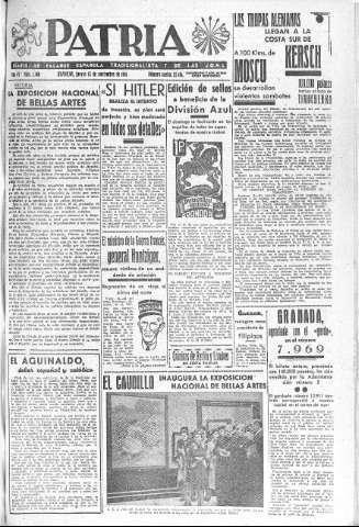 'Patria  : diario de Falange Española Tradicionalista y de las J.O.N.S.' - Año VI Número 1460  - 1941 Noviembre 13