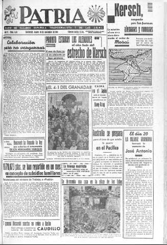 'Patria  : diario de Falange Española Tradicionalista y de las J.O.N.S.' - Año VI Número 1464  - 1941 Noviembre 18