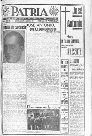 'Patria  : diario de Falange Española Tradicionalista y de las J.O.N.S.' - Año VI Número 1466  - 1941 Noviembre 20
