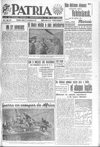 'Patria  : diario de Falange Española Tradicionalista y de las J.O.N.S.' - Año VI Número 1468  - 1941 Noviembre 22
