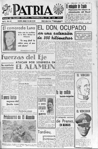 'Patria  : diario de Falange Española Tradicionalista y de las J.O.N.S.' - Año VII Número 1661  - 1942 Julio 12