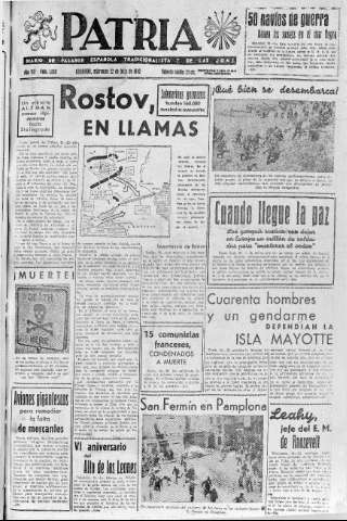 'Patria  : diario de Falange Española Tradicionalista y de las J.O.N.S.' - Año VII Número 1669  - 1942 Julio 22