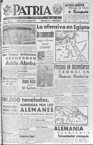 'Patria  : diario de Falange Española Tradicionalista y de las J.O.N.S.' - Año VII Número 1704  - 1942 Septiembre 01