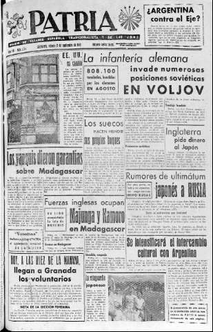 'Patria  : diario de Falange Española Tradicionalista y de las J.O.N.S.' - Año VII Número 1714  - 1942 Septiembre 12