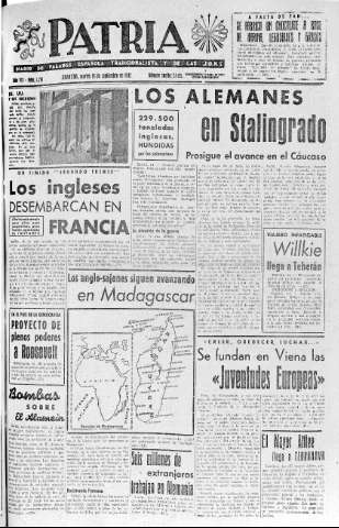 'Patria  : diario de Falange Española Tradicionalista y de las J.O.N.S.' - Año VII Número 1716  - 1942 Septiembre 15