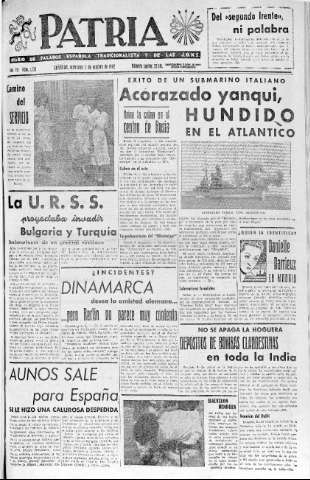 'Patria  : diario de Falange Española Tradicionalista y de las J.O.N.S.' - Año VII Número 1736  - 1942 Octubre 07