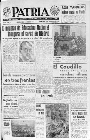 'Patria  : diario de Falange Española Tradicionalista y de las J.O.N.S.' - Año VII Número 1738  - 1942 Octubre 09