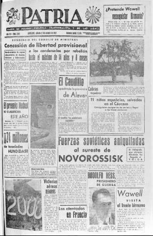 'Patria  : diario de Falange Española Tradicionalista y de las J.O.N.S.' - Año VII Número 1745  - 1942 Octubre 17