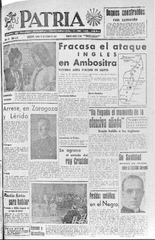 'Patria  : diario de Falange Española Tradicionalista y de las J.O.N.S.' - Año VII Número 1749  - 1942 Octubre 22