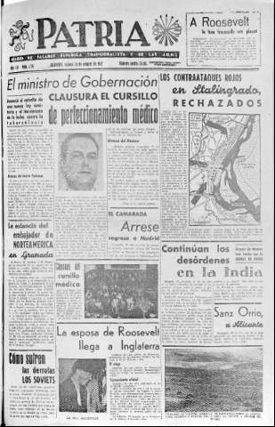 'Patria  : diario de Falange Española Tradicionalista y de las J.O.N.S.' - Año VII Número 1751  - 1942 Octubre 24