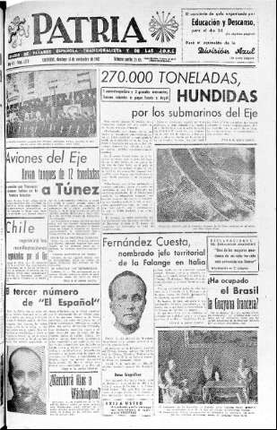 'Patria  : diario de Falange Española Tradicionalista y de las J.O.N.S.' - Año VII Número 1770  - 1942 Noviembre 15