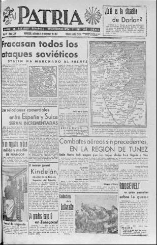'Patria  : diario de Falange Española Tradicionalista y de las J.O.N.S.' - Año VII Número 1784  - 1942 Diciembre 02