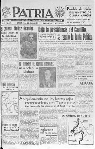 'Patria  : diario de Falange Española Tradicionalista y de las J.O.N.S.' - Año VII Número 1798  - 1942 Diciembre 18
