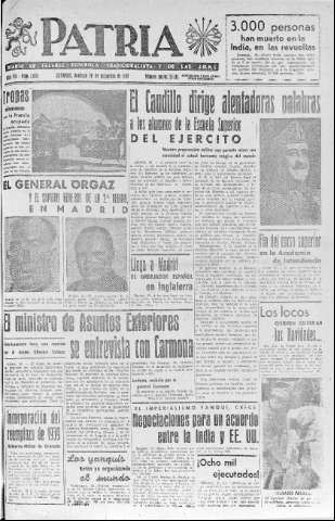 'Patria  : diario de Falange Española Tradicionalista y de las J.O.N.S.' - Año VII Número 1800  - 1942 Diciembre 20