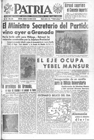 'Patria  : diario de Falange Española Tradicionalista y de las J.O.N.S.' - Año VIII Número 1840  - 1943 Febrero 07