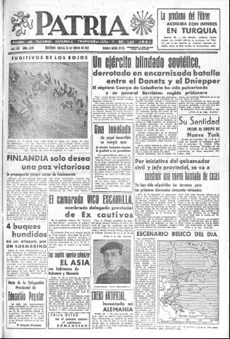 'Patria  : diario de Falange Española Tradicionalista y de las J.O.N.S.' - Año VIII Número 1856  - 1943 Febrero 26
