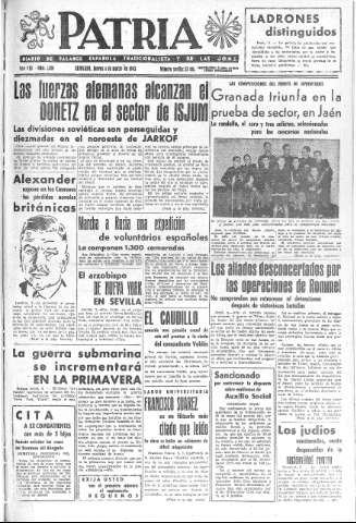 'Patria  : diario de Falange Española Tradicionalista y de las J.O.N.S.' - Año VIII Número 1861  - 1943 Marzo 04