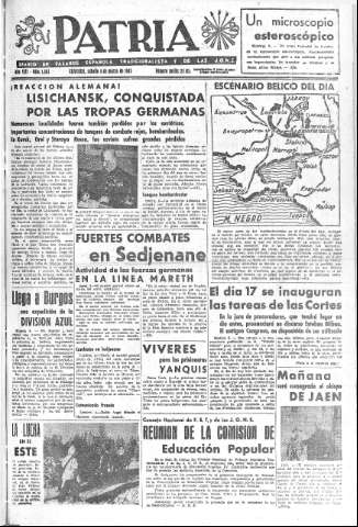 'Patria  : diario de Falange Española Tradicionalista y de las J.O.N.S.' - Año VIII Número 1863  - 1943 Marzo 06