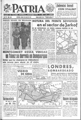 'Patria  : diario de Falange Española Tradicionalista y de las J.O.N.S.' - Año VIII Número 1869  - 1943 Marzo 13