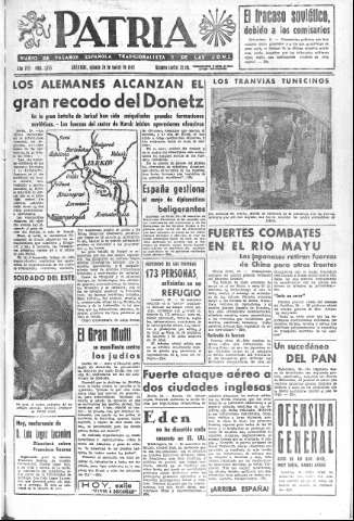 'Patria  : diario de Falange Española Tradicionalista y de las J.O.N.S.' - Año VIII Número 1875  - 1943 Marzo 20