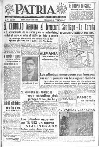 'Patria  : diario de Falange Española Tradicionalista y de las J.O.N.S.' - Año VIII Número 1897  - 1943 Abril 15