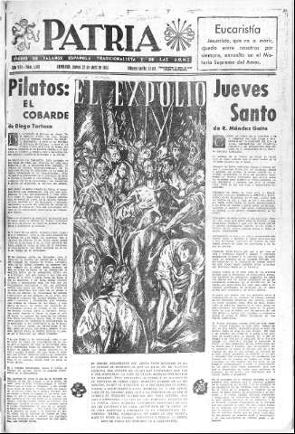 'Patria  : diario de Falange Española Tradicionalista y de las J.O.N.S.' - Año VIII Número 1903  - 1943 Abril 22