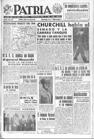 'Patria  : diario de Falange Española Tradicionalista y de las J.O.N.S.' - Año VIII Número 2016  - 1943 Mayo 20