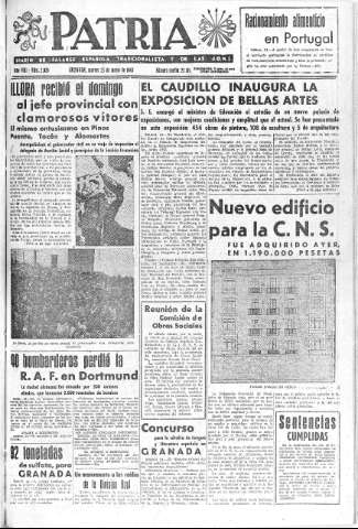 'Patria  : diario de Falange Española Tradicionalista y de las J.O.N.S.' - Año VIII Número 2020  - 1943 Mayo 25
