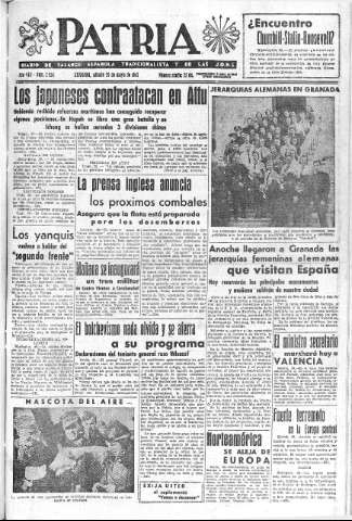 'Patria  : diario de Falange Española Tradicionalista y de las J.O.N.S.' - Año VIII Número 2024  - 1943 Mayo 29