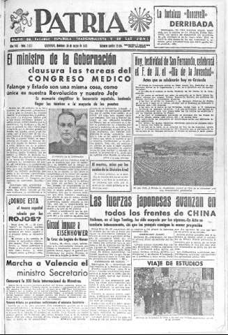 'Patria  : diario de Falange Española Tradicionalista y de las J.O.N.S.' - Año VIII Número 2025  - 1943 Mayo 30