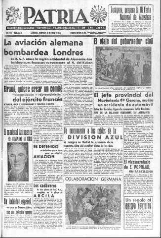'Patria  : diario de Falange Española Tradicionalista y de las J.O.N.S.' - Año VIII Número 2039  - 1943 Junio 16