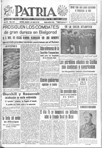 'Patria  : diario de Falange Española Tradicionalista y de las J.O.N.S.' - Año VIII Número 2086  - 1943 Agosto 11