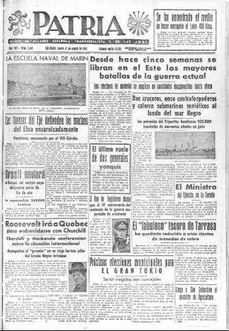 'Patria  : diario de Falange Española Tradicionalista y de las J.O.N.S.' - Año VIII Número 2087  - 1943 Agosto 12