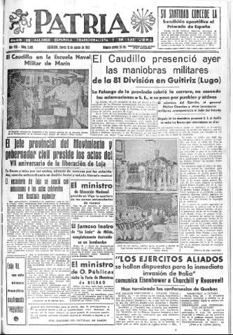 'Patria  : diario de Falange Española Tradicionalista y de las J.O.N.S.' - Año VIII Número 2093  - 1943 Agosto 19