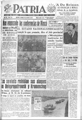 'Patria  : diario de Falange Española Tradicionalista y de las J.O.N.S.' - Año VIII Número 2147  - 1943 Octubre 20