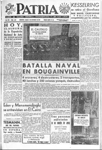 'Patria  : diario de Falange Española Tradicionalista y de las J.O.N.S.' - Año VIII Número 2162  - 1943 Noviembre 06