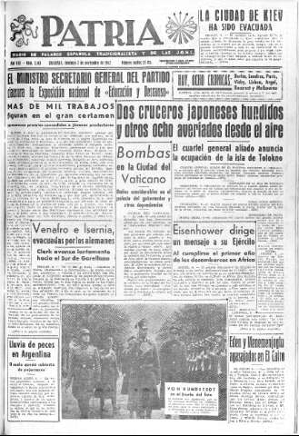 'Patria  : diario de Falange Española Tradicionalista y de las J.O.N.S.' - Año VIII Número 2163  - 1943 Noviembre 07