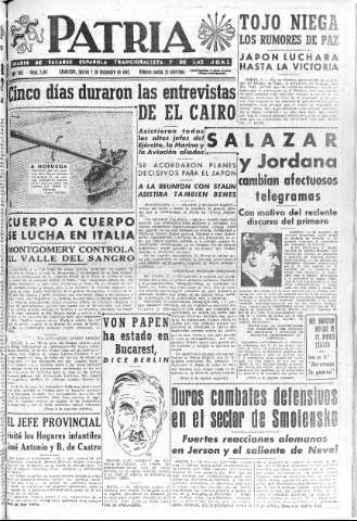 'Patria  : diario de Falange Española Tradicionalista y de las J.O.N.S.' - Año VIII Número 2184  - 1943 Diciembre 02