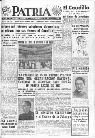 'Patria  : diario de Falange Española Tradicionalista y de las J.O.N.S.' - Año VIII Número 2194  - 1943 Diciembre 14