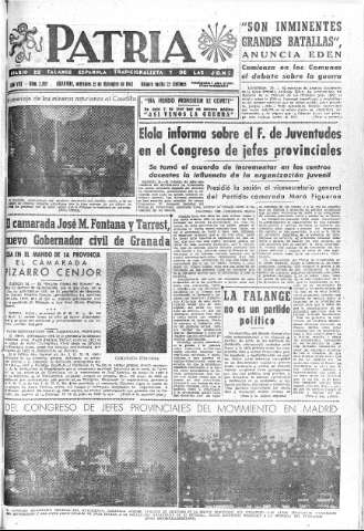 'Patria  : diario de Falange Española Tradicionalista y de las J.O.N.S.' - Año VIII Número 2195  - 1943 Diciembre 15
