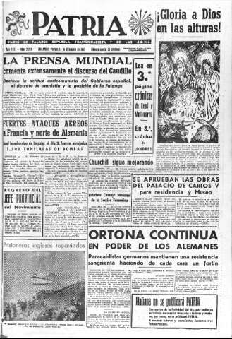 'Patria  : diario de Falange Española Tradicionalista y de las J.O.N.S.' - Año VIII Número 2203  - 1943 Diciembre 24