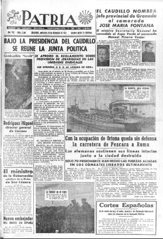 'Patria  : diario de Falange Española Tradicionalista y de las J.O.N.S.' - Año VIII Número 2206  - 1943 Diciembre 29