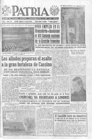 'Patria  : diario de Falange Española Tradicionalista y de las J.O.N.S.' - Año IX Número 2224  - 1944 Enero 19